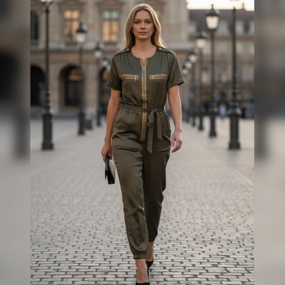 NWOT INSPR by Tezza M olive green utility jumpsuit